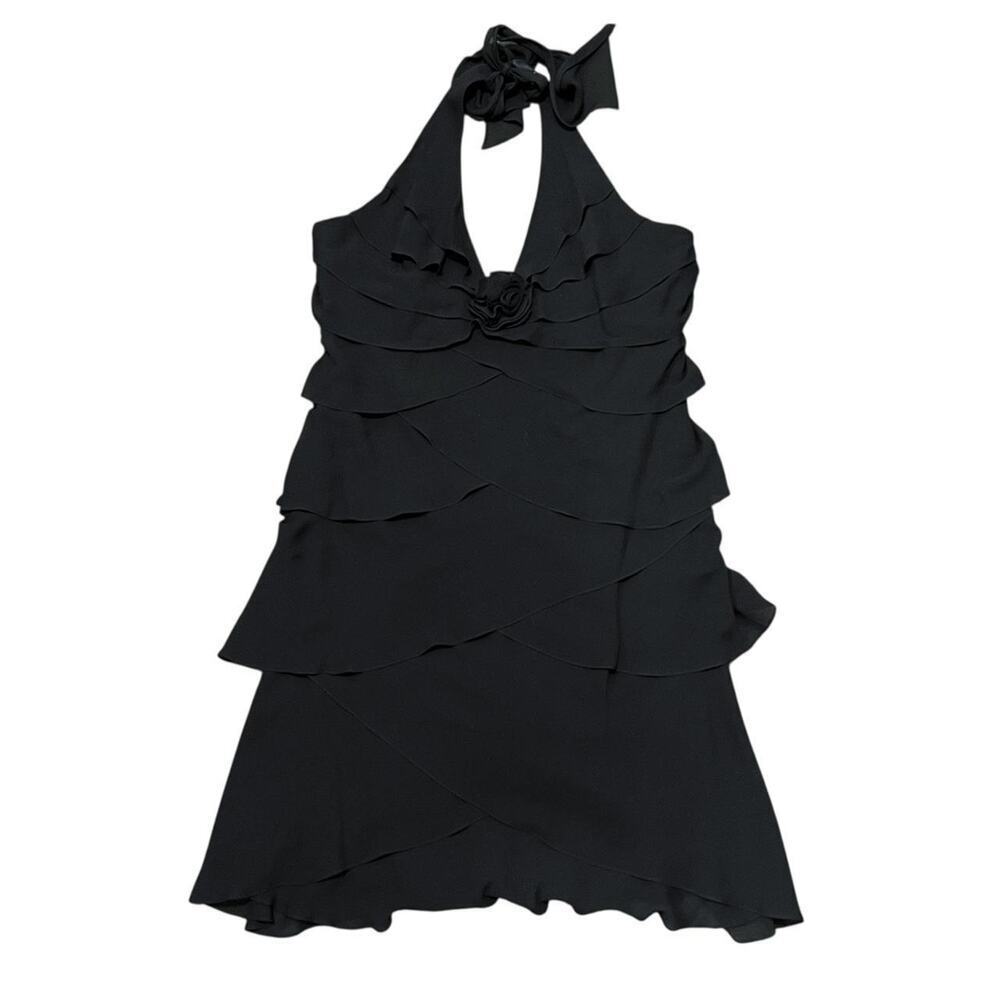Y2K BCBG Silk Ruffle Halter Mini Dress
